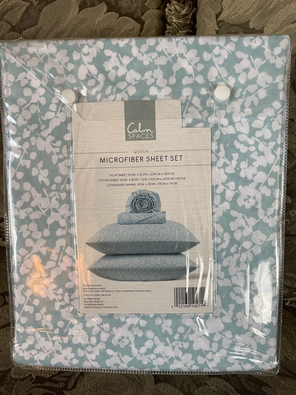 CALM SPACES Microfiber Sheet Set, Queen, Teal Blue Cream and White